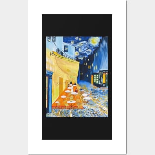 A Combination of Van Gogh's Pieces into a Cafe Terrace at Night Posters and Art